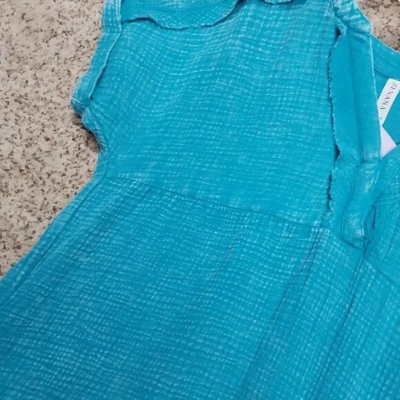 3706 Size S/M Zenana Teal Mineral Washed Thick Gauze Dress. - Picture 3 of 7
